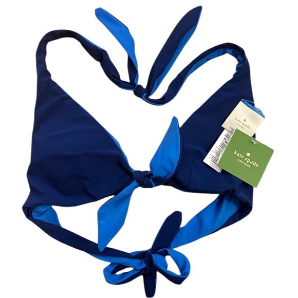 KATE SPADE NEW YORK NWT Reversible Blue Bikini Swim TOP – XS - Picture 1 of 8